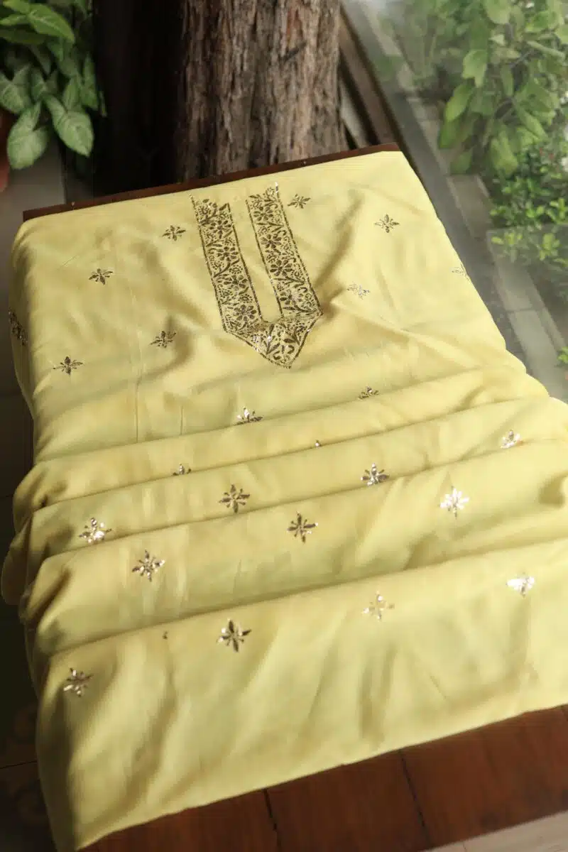 Chanderi Mukaish Badla Unstitched Chikankari Unisex Kurtas