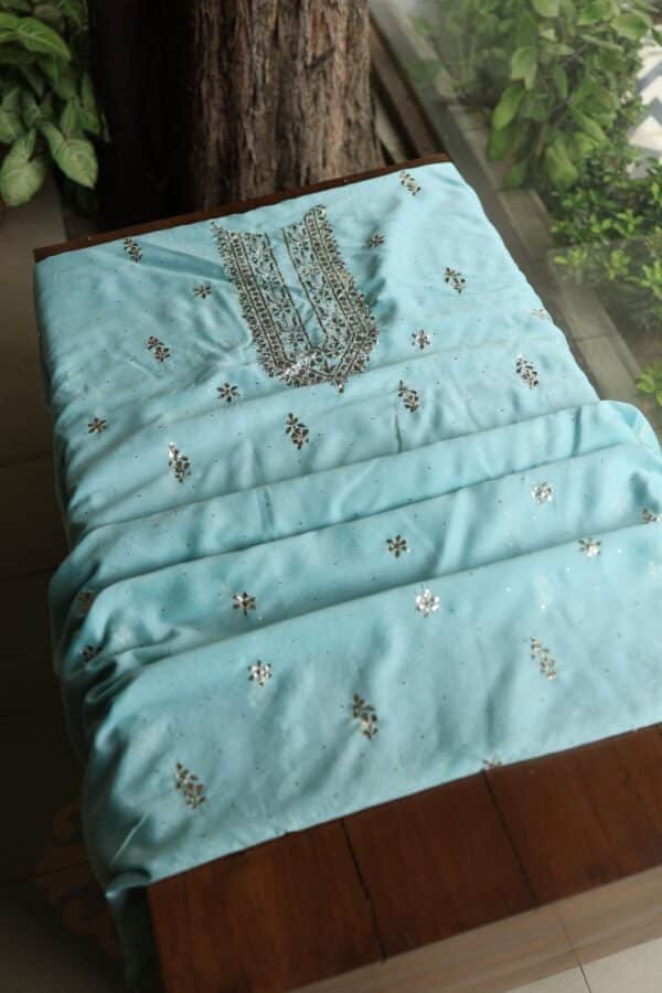 Chanderi Mukaish Badla Unstitched Chikankari Unisex Kurtas - Image 5
