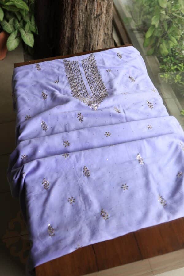 Chanderi Mukaish Badla Unstitched Chikankari Unisex Kurtas - Image 5