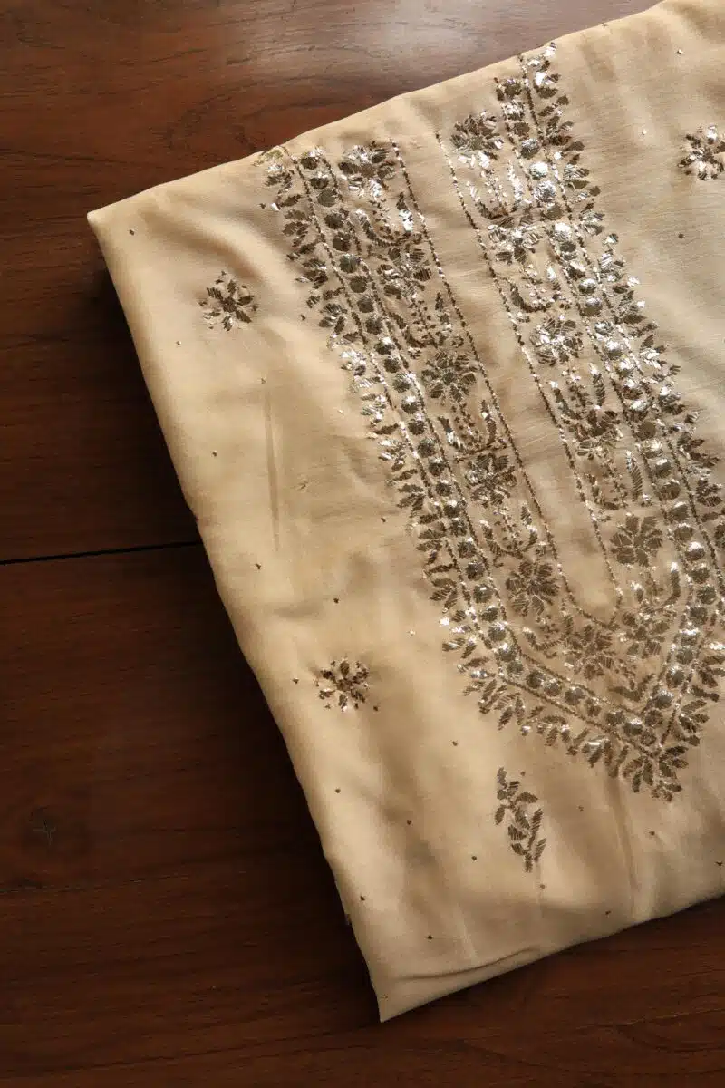 Chanderi Mukaish Badla Unstitched Chikankari Unisex Kurtas