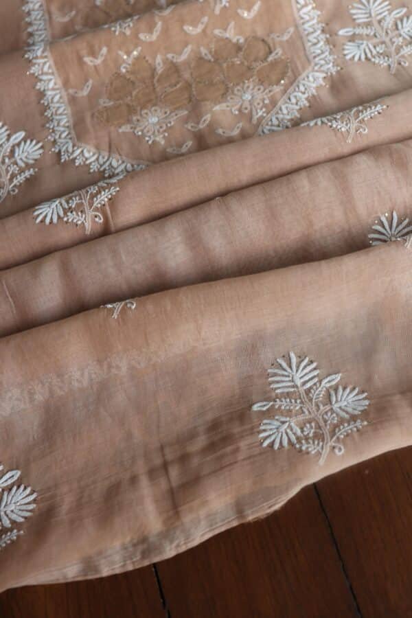 Beige Daraz Chanderi Chikankari Kurta Fabrics - Image 4
