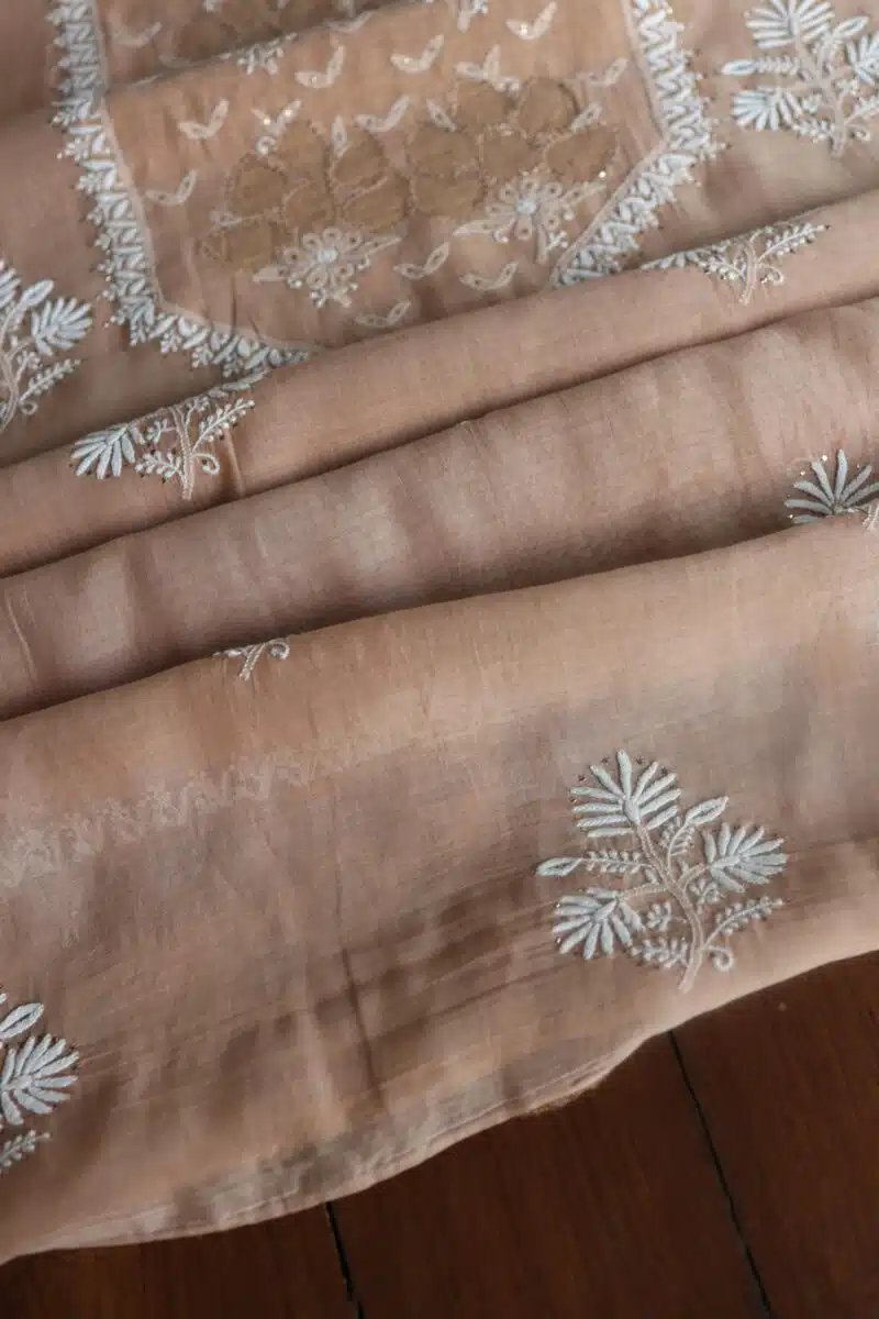 Beige Daraz Chanderi Chikankari Kurta Fabrics