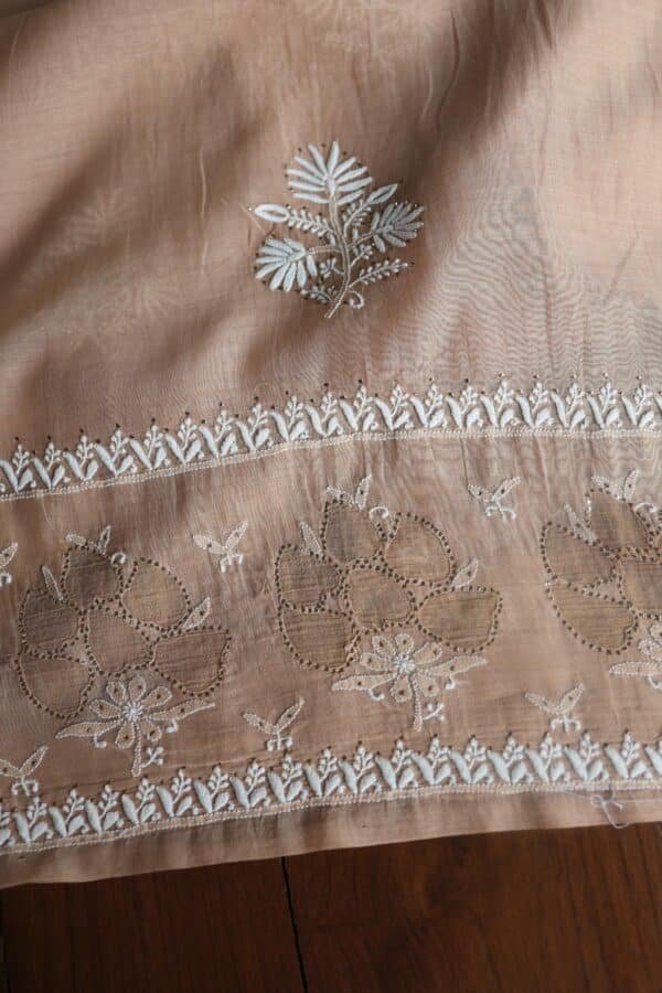 Beige Daraz Chanderi Chikankari Kurta Fabrics - Image 7