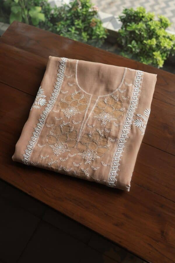 Beige Daraz Chanderi Chikankari Kurta Fabrics - Image 8
