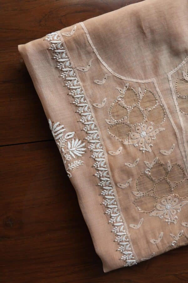 Beige Daraz Chanderi Chikankari Kurta Fabrics - Image 9