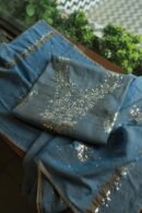 Dusk Blue Tissue Silk Mukaish Unstitched Fabrics