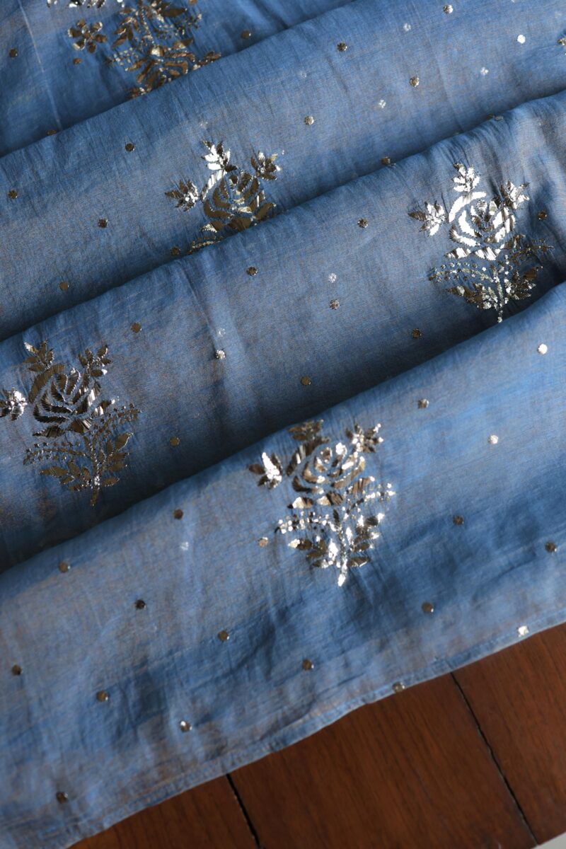 Dusk Blue Tissue Silk Mukaish Unstitched Fabrics