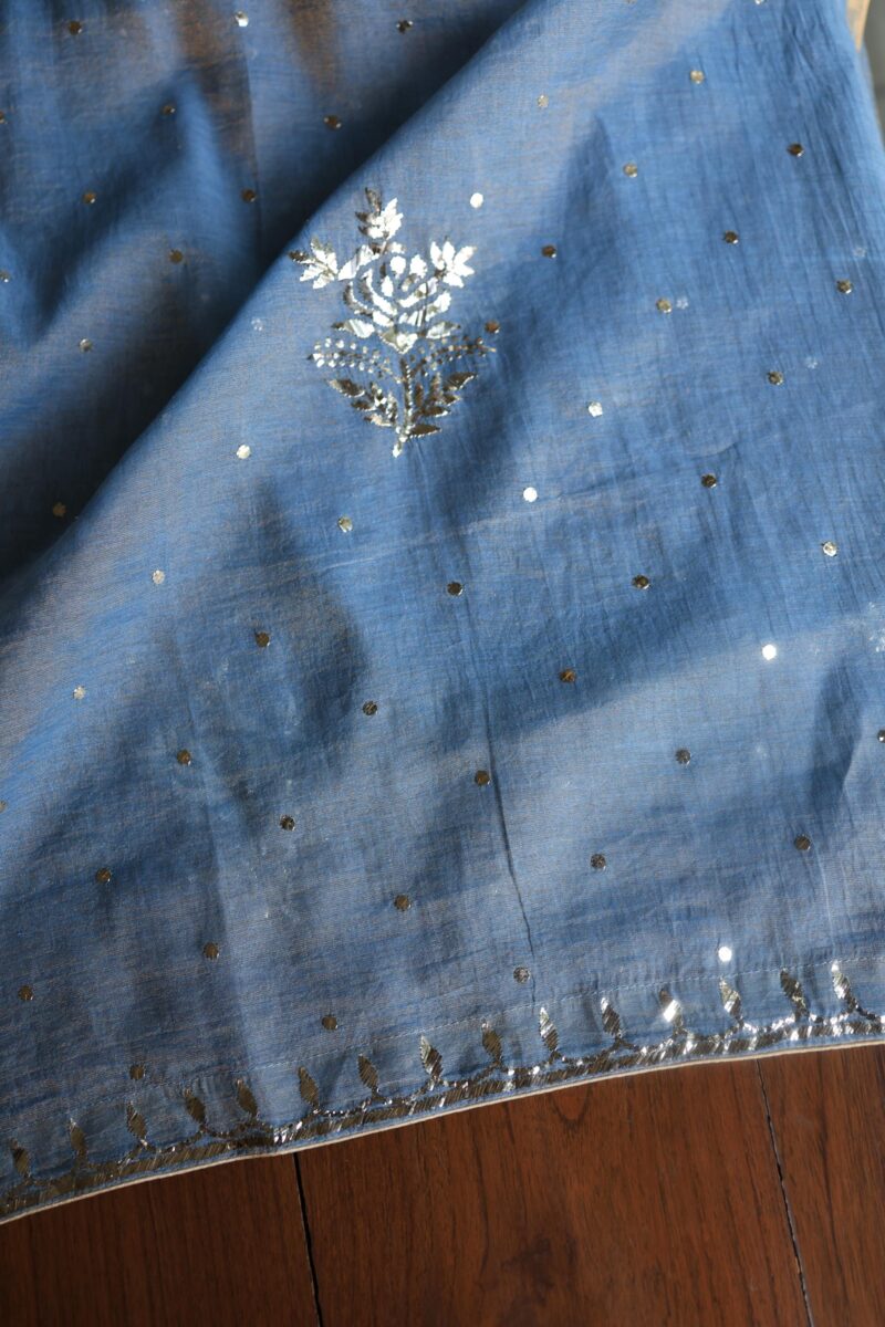 Dusk Blue Tissue Silk Mukaish Unstitched Fabrics