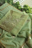 Green Tissue Silk Mukaish Fabrics