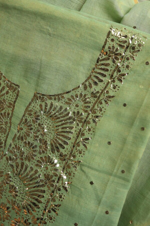 Green Tissue Silk Mukaish Fabrics - Image 6
