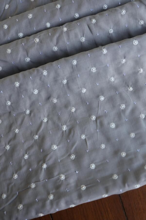 Grey Cotton Chikankari Unstitched Kurta Fabrics - Image 4
