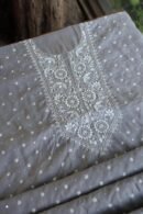 Grey Cotton Chikankari Unstitched Kurta Fabrics