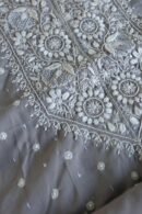 Grey Cotton Chikankari Unstitched Kurta Fabrics