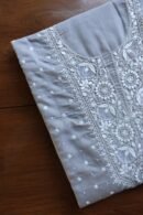 Grey Cotton Chikankari Unstitched Kurta Fabrics