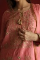 Lotus Pink Kota Mirror Chikankari Ready to Wear Kurta Set