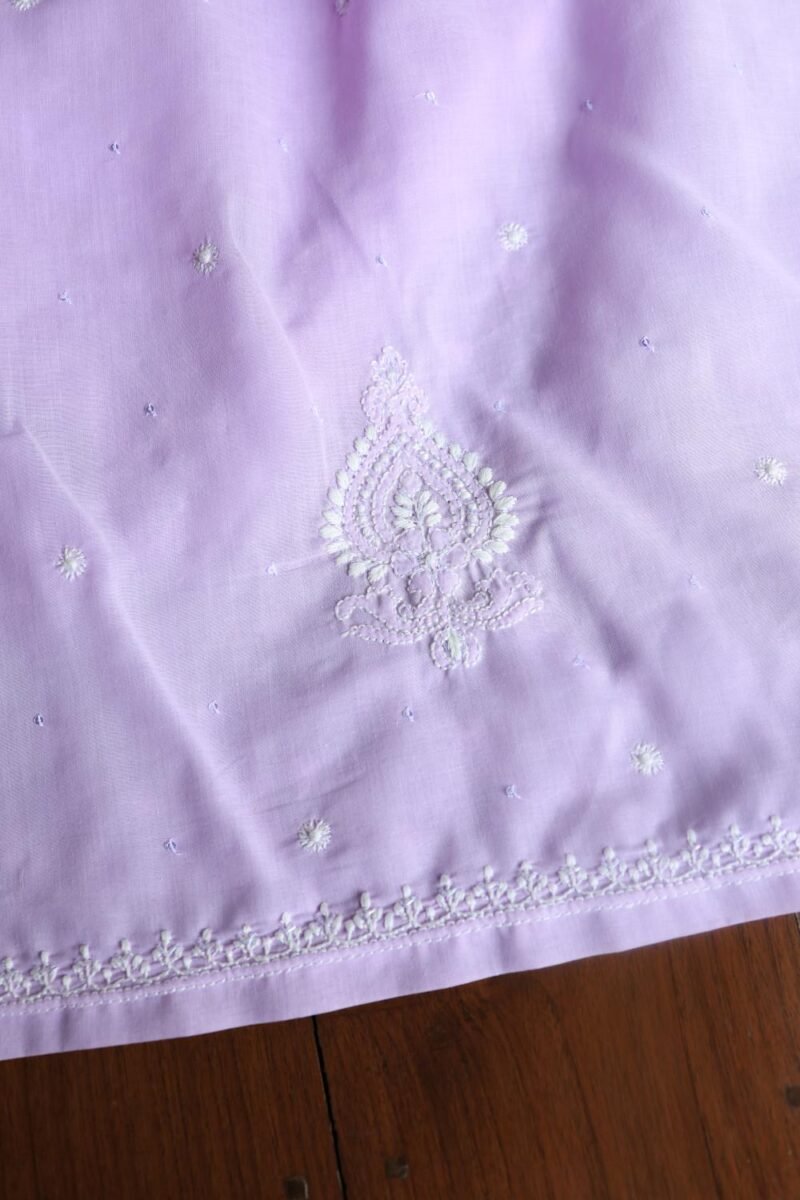Lavender Cotton Chikankari Unstitched Kurta Fabrics