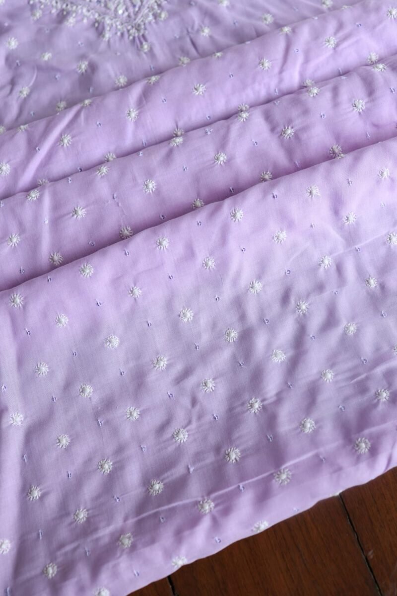 Lavender Cotton Chikankari Unstitched Kurta Fabrics