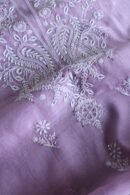 Lavender Mal Cotton Chikankari Unstitched Kurta Dupatta Fabrics With Kamdani