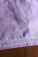 Lavender Mal Cotton Chikankari Unstitched Kurta Dupatta Fabrics With Kamdani