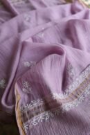 Lavender Mal Cotton Chikankari Unstitched Kurta Dupatta Fabrics With Kamdani