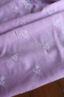 Lavender Mal Cotton Chikankari Unstitched Kurta Dupatta Fabrics With Kamdani