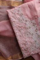 Lotus Pink Paper Tussar Ari Kasab Resham Chikankari Unstitched Kurta Dupatta Fabrics