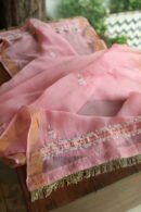 Lotus Pink Paper Tussar Ari Kasab Resham Chikankari Unstitched Kurta Dupatta Fabrics