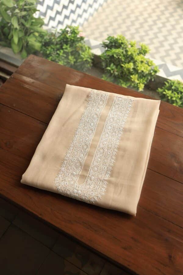 Malmal Chikankari Unstitched Men's Kurtas Fabrics - Image 7