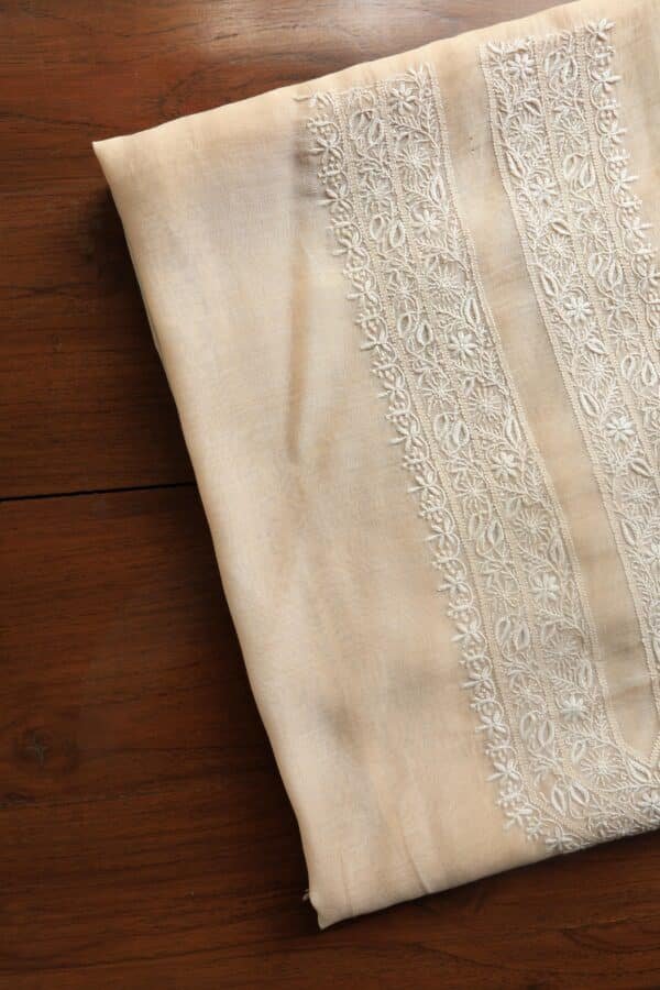 Malmal Chikankari Unstitched Men's Kurtas Fabrics - Image 8