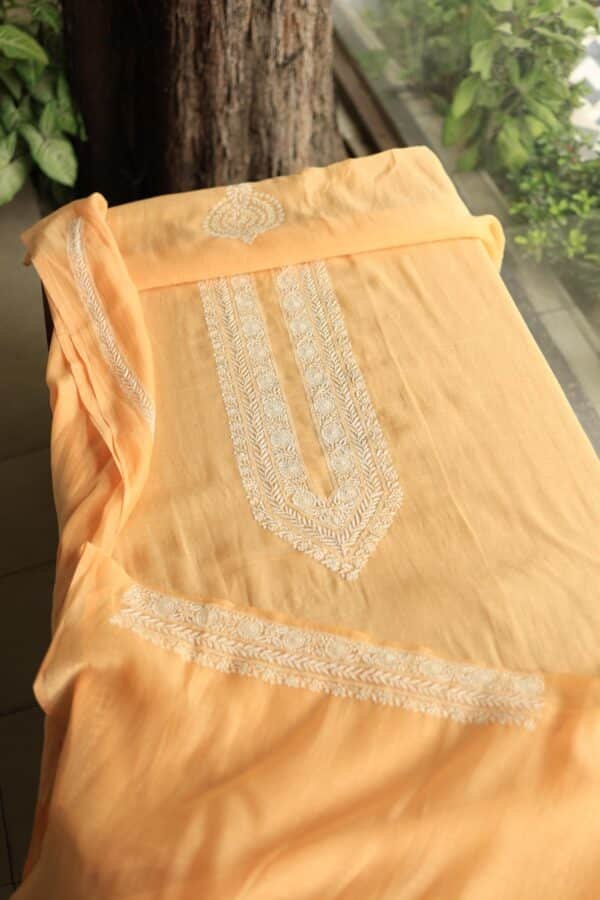 Malmal Chikankari Unstitched Men's Kurtas Fabrics - Image 7