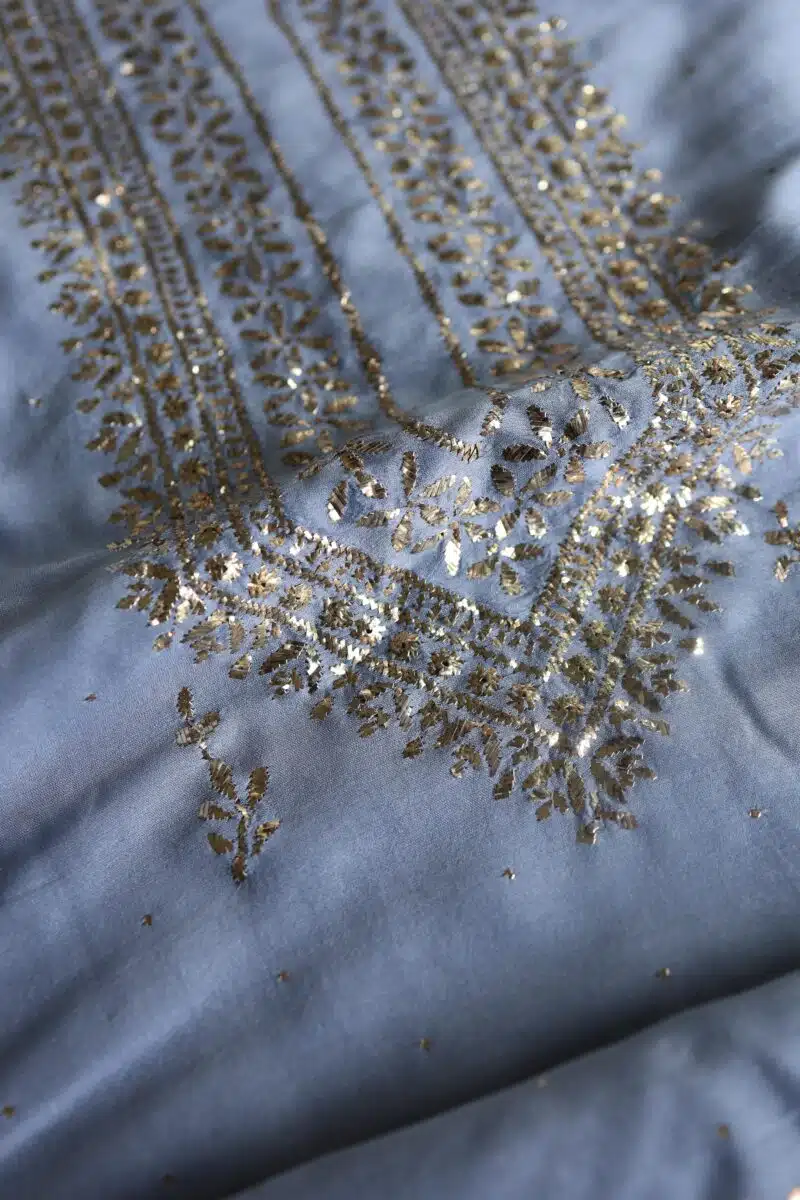 Chanderi Mukaish Badla Unstitched Chikankari Unisex Kurtas