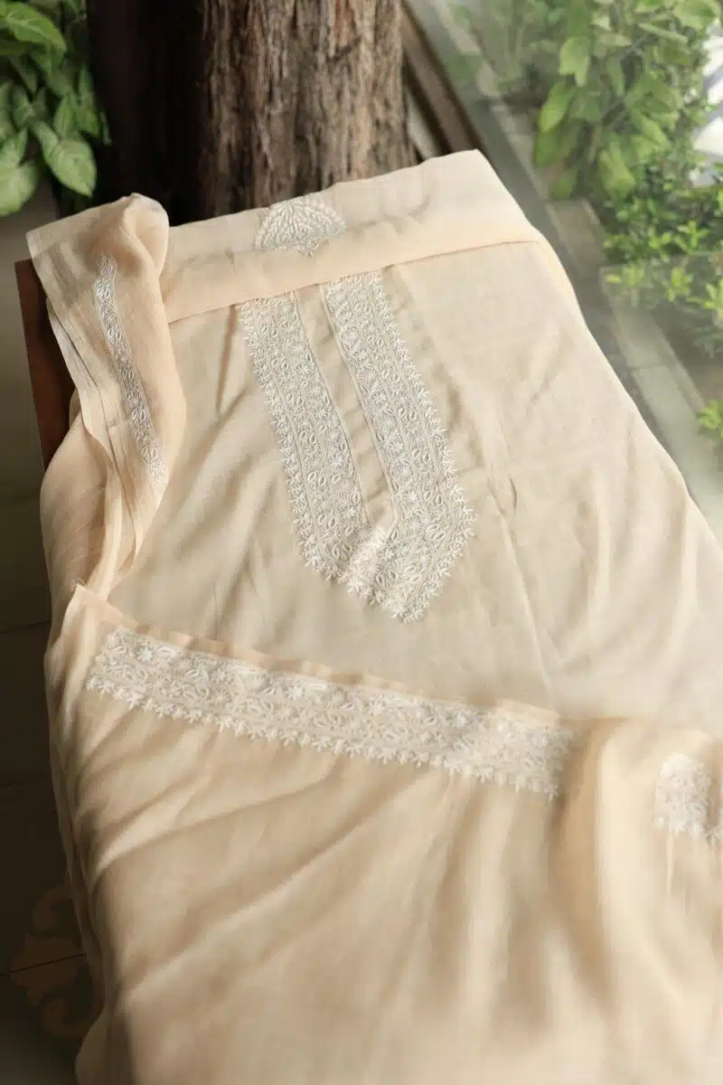 Malmal Chikankari Unstitched Men's Kurtas Fabrics
