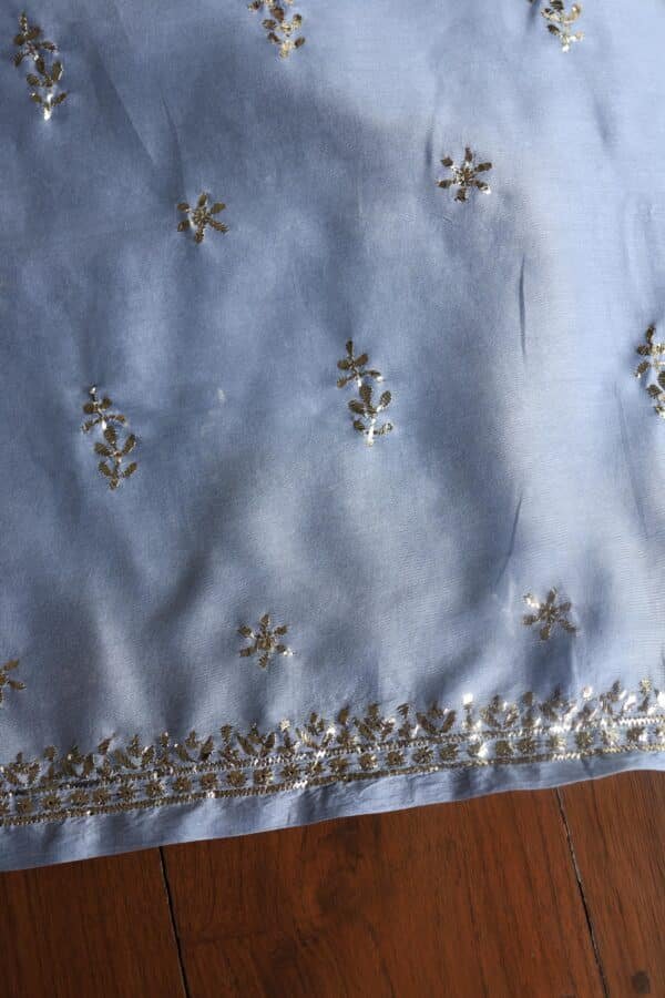 Chanderi Mukaish Badla Unstitched Chikankari Unisex Kurtas - Image 9