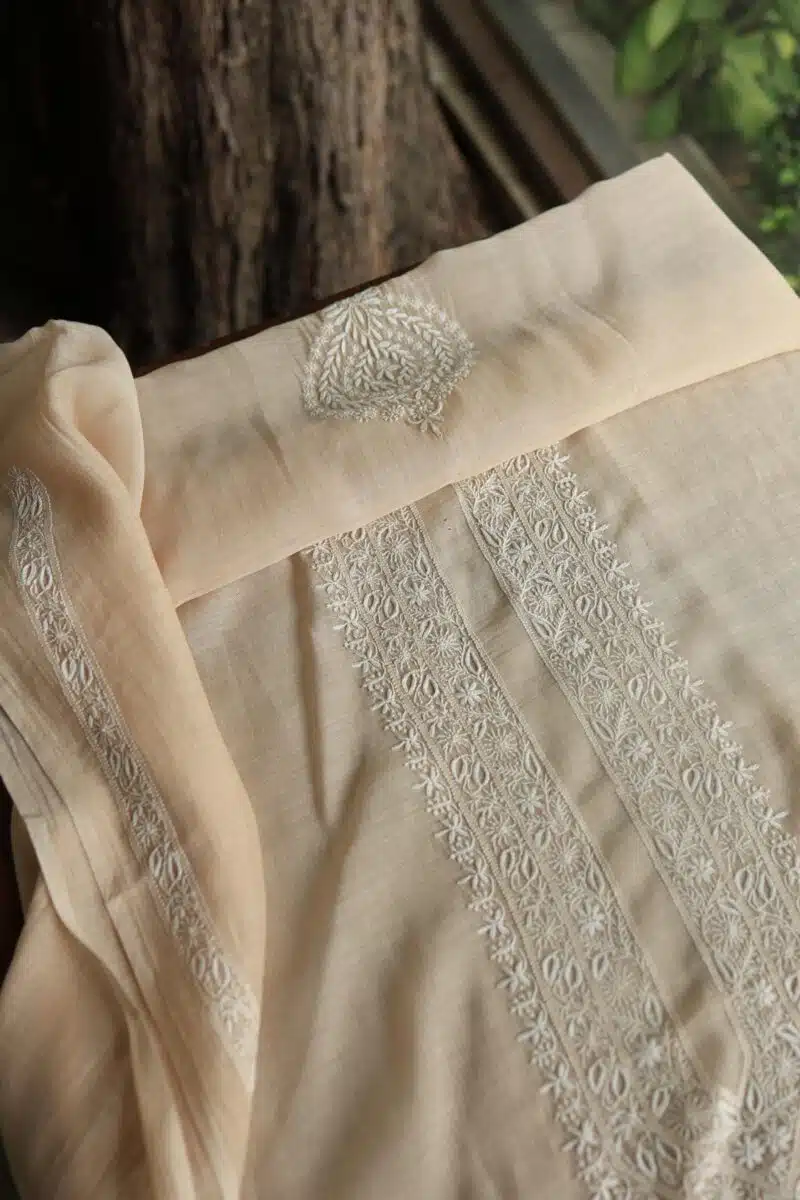 Malmal Chikankari Unstitched Men's Kurtas Fabrics