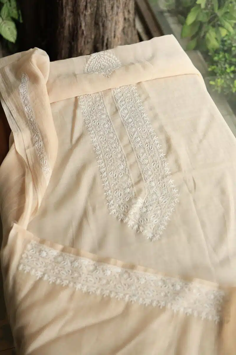 Malmal Chikankari Unstitched Men's Kurtas Fabrics