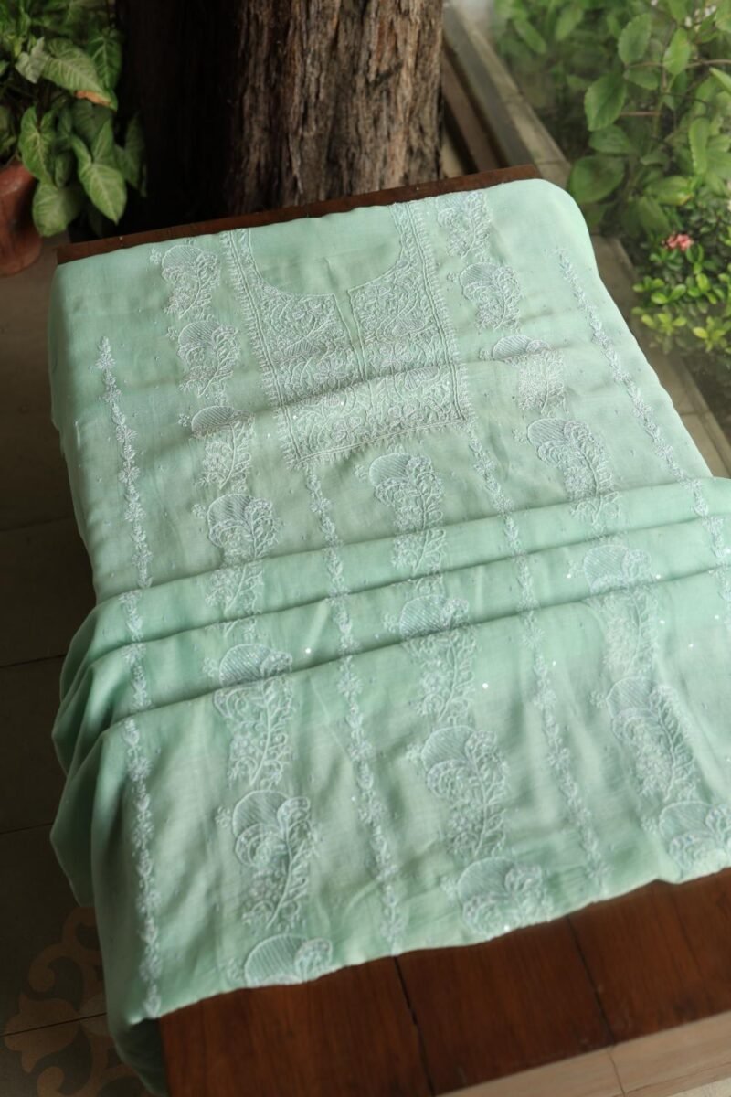 Malmals Pearl Work Fine Chikankari Unstitched Fabrics