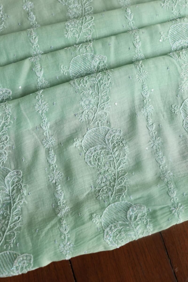 Malmals Pearl Work Fine Chikankari Unstitched Fabrics