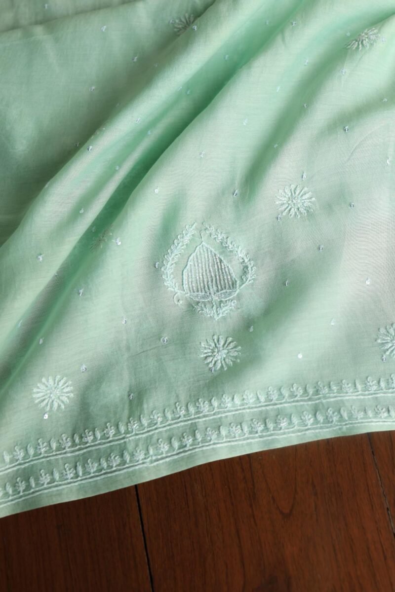Malmals Pearl Work Fine Chikankari Unstitched Fabrics