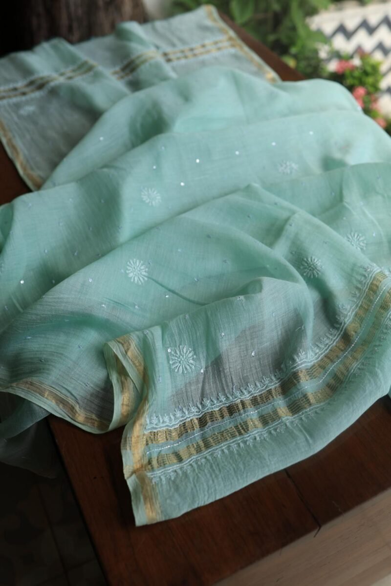 Malmals Pearl Work Fine Chikankari Unstitched Fabrics