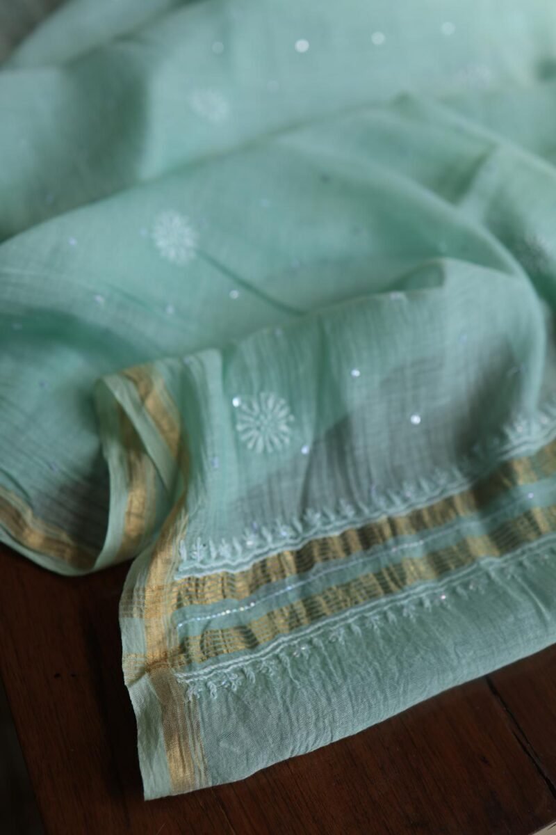 Malmals Pearl Work Fine Chikankari Unstitched Fabrics