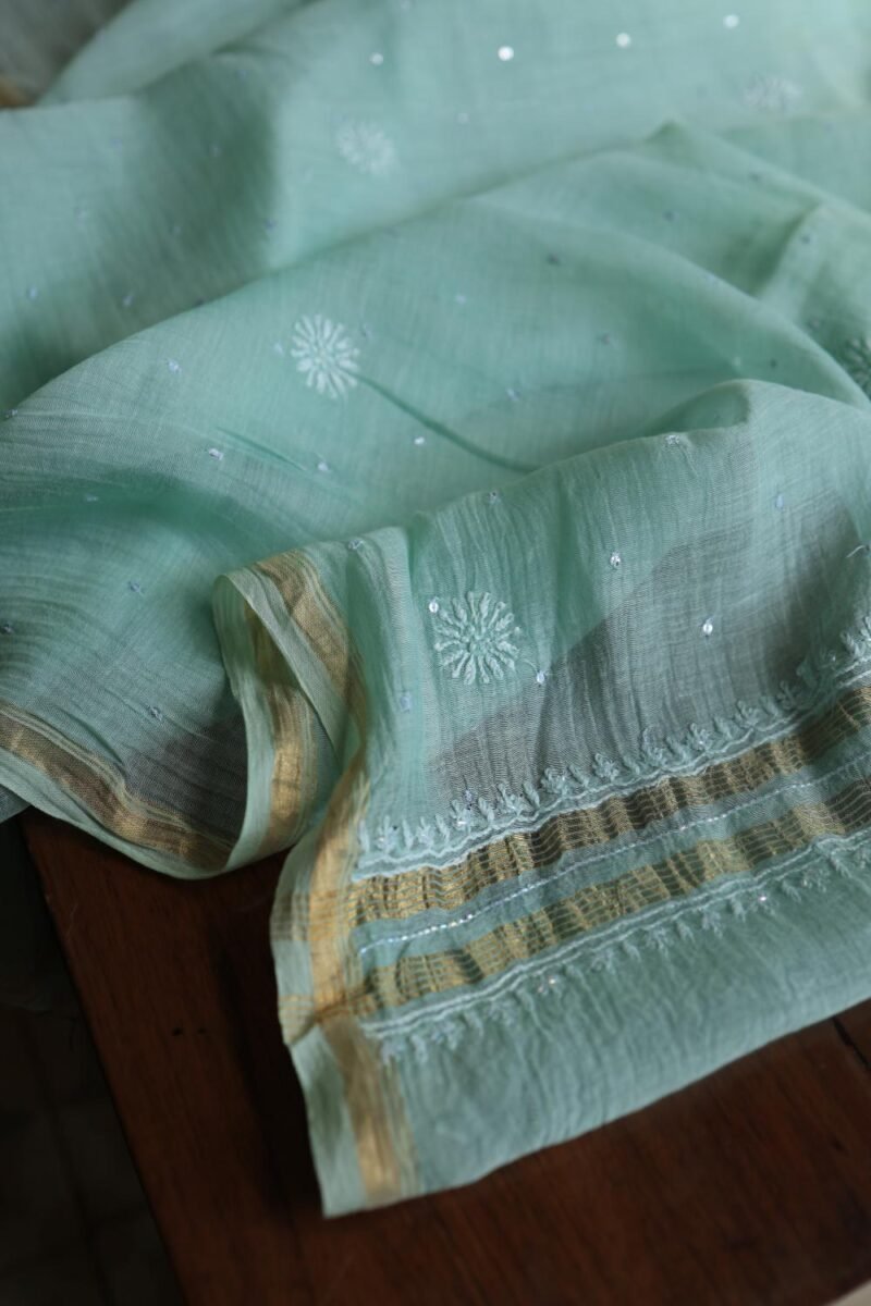 Malmals Pearl Work Fine Chikankari Unstitched Fabrics
