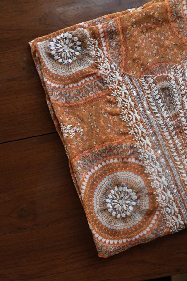 Muslin Chikankari Unstitched Kurta Fabrics - Image 4