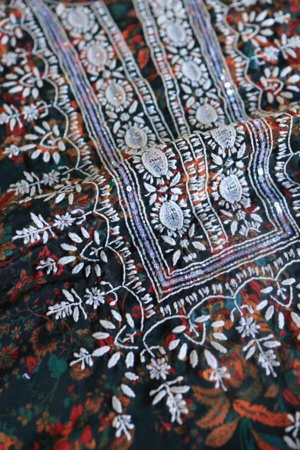 Muslin Chikankari Unstitched Kurta Fabrics - Image 5