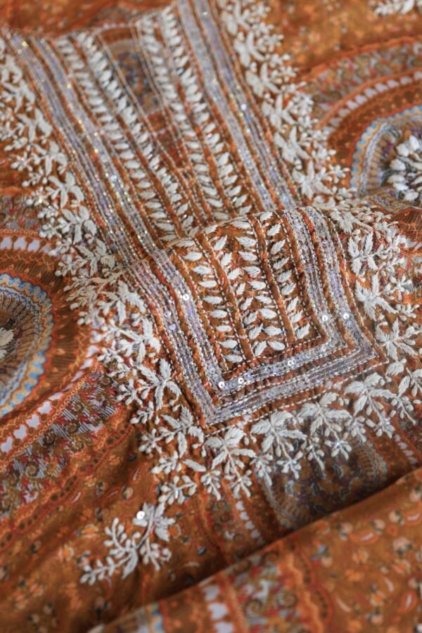 Muslin Chikankari Unstitched Kurta Fabrics - Image 9