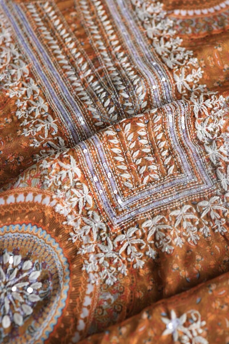 Mustard Muslin Chikankari Kurta Fabrics