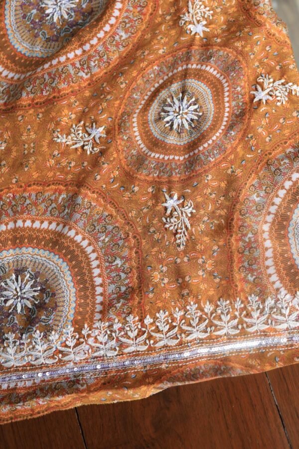 Mustard Muslin Chikankari Kurta Fabrics - Image 9