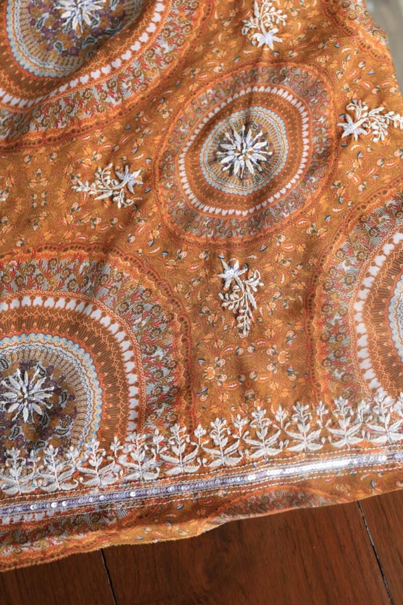 Mustard Muslin Chikankari Kurta Fabrics
