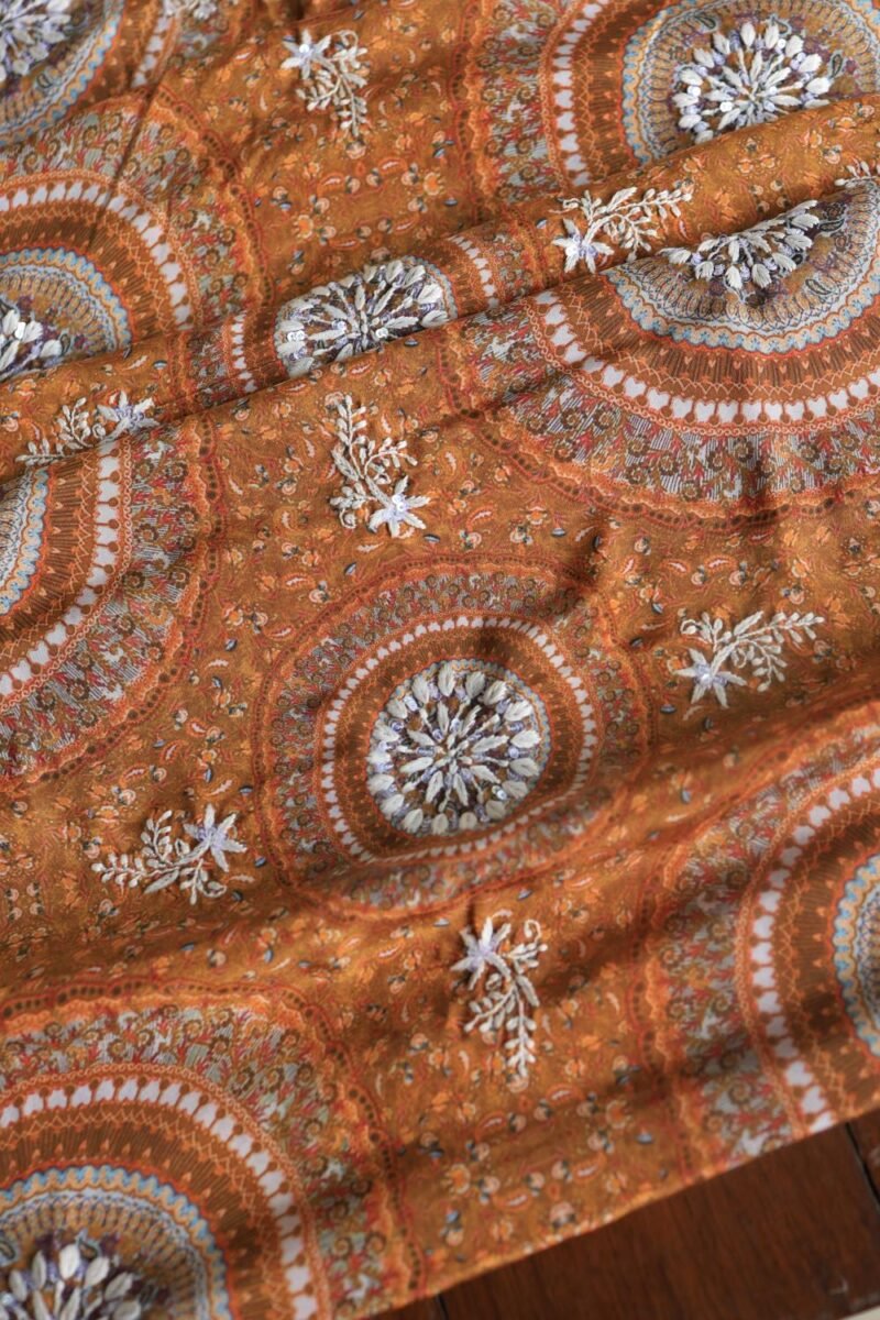 Mustard Muslin Chikankari Kurta Fabrics