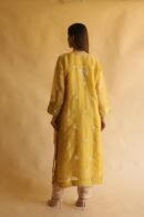 Mustard Yellow Noor Organza Silk Chikankari Straight Cut Kurta Dupatta Set