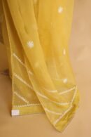 Mustard Yellow Noor Organza Silk Chikankari Straight Cut Kurta Dupatta Set